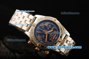 Breitling Chronomat B01 Chronograph Swiss Valjoux 7750 Automatic Movement Full Steel with Blue Dial and Rose Gold Markers