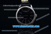 Rolex Cellini Clone Rolex 3132 Automatic Steel Case with Black Dial Black Leather Strap - (BP)