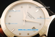 Patek Philippe Calatrava Swiss ETA 2824 Automatic Steel Case with White Dial and Alligator Strap