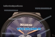 Cartier Rotonde De Miyota Quartz PVD Case with Blue Dial and Black Leather Strap