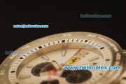 Ferrari Chronogaph Swiss ETA Quartz Full Steel with White Dial and 7750 Coating