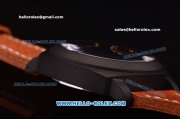 Panerai PAM 360 Luminor Base Logo Swiss ETA 6497 Manual Winding Black DLC Case with Black Dial and Orange Leather Strap-1：1 Original