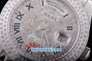 Rolex Day-Date Oyster Perpetual Automatic Full Diamond Bezel and Dial,Roman Marking and Big Calendar
