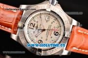 Breitling Superocean Steelfish Asia 2813 Automatic Steel Case with white Dial Dot/Arabic Numeral Markers and Brown Leather Strap