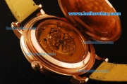 Patek Philippe Automatic Movement Rose Gold Case with Black Dial and Black Leather Strap-ETA Coating Case