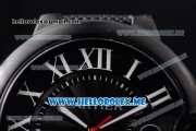 Cartier Ballon Bleu de Cartier Large Asia 2813 Automatic Carbon Case with Black Dial and Black Leather Strap Roman Numeral Markers