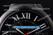 Cartier Ballon Bleu de Cartier Large Asia 2813 Automatic Carbon Case with Black Dial and Black Leather Strap Roman Numeral Markers