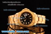 Rolex Yachtmaster Oyster Perpetual with Green Dial and Full Gold Bezeland Strap-ETA Case-Round Bearl Marking-Small Calendar
