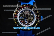 Richard Mille RM 60-01 Asia 2813 Automatic PVD Case with Skeleton Dial and Blue Rubber Strap PVD Bezel (EF)