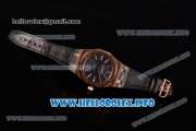 Audemars Piguet Royal Oak 41 Clone AP Calibre 3120 Automatic Rose Gold Case with Blue Dial Stick Markers and Black Leather Strap (BP)