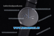 Greyhours Essential - Dark Hours Miyota Quartz PVD Case with White Dial Stick Markers and Black Leather Strap