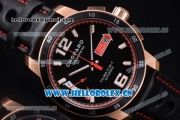 Chopard Mille Miglia GTS Power Control Miyota OS2035 Quartz Rose Gold Case Black Dial Black Leather Strap and Red Second Hand