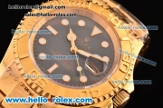Rolex Yachtmaster Oyster Perpetual with Green Dial and Full Gold Bezeland Strap-ETA Case-Round Bearl Marking-Small Calendar