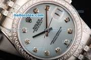 Rolex Datejust Automatic Movement Blue Dial with Diamond Markers and Diamond Bezel