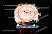 Panerai Radiomir 1940 Chronograph Platino PAM 518 Asia Automatic Steel Case with White Dial Dot Markers and Brown Leather Strap