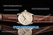 Longines Master 2824 Auto Steel Case with White Dial and Brown Leather Strap