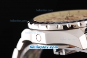 Breitling Bentley Motors Swiss Valjoux 7750 Chronograph Movement Full Beige Dial with Silver Stick Marker and SS Strap