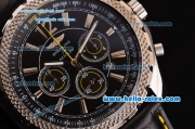 Breitling Bentley Barnato Chrono Japanese Miyota OS20 Quartz Stainless Steel Case with Black Leather Strap and Black Dial