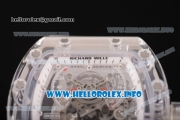 Richard Mille RM 56-01 Tourbillon Miyota 6T51 Manual Winding Sapphire Crystal Case with Skeleton Dial and Aerospace Nano Translucent Strap - White Inner Bezel