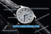 Longines Master Swiss ETA 2824 Automatic Steel Case with White Dial Roman Numeral Markers and Black Leather Strap (AAAF)