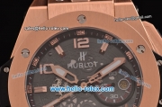 Hublot Big Bang Ferrari Swiss Valjoux 7750-SHG Automatic Rose Gold Case with Black Dial Stick/Numeral Marekrs and Black Rubber Strap