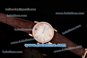 Cartier Ronde Solo Swiss ETA 2836 Automatic Rose Gold Case with Diamond Bezel White Dial and Brown Leather Strap