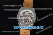 Hublot Classic Fusion Skeleton Asia Automatic Steel Case with Skeleton Dial and Brown Leather Strap