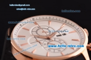 IWC Portuguese Chrono Japanese Miyota OS10 Quartz Rose Gold Case Stick Markers with Black Rubber Strap and White Dial