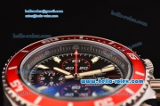 Breitling SuperOcean Chronograph II Miyota OS10 Quartz Steel Case with Red Bezel Stick Markers and Black Dial
