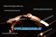 Zenith Vintage Miyota 9015 Automatic Rose Gold Case with Brown Dial and Brown Leather Strap - (AAAF)