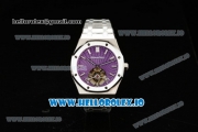 Audemars Piguet Royal Oak Tourbillon Swiss Tourbillon Manual Winding Movement Steel Case Purple Dial With Stick Markers Steel Bracelet