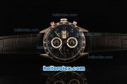 Tag Heuer Carrera Calibre 16 Chronograph Swiss Valjoux 7750 Automatic Movement Titanium Case with Black Dial and Black Leather Strap Tag Heuer Carrera Calibre 16 Chronograph Swiss Valjoux 7750 Automatic Movement Titanium Case with Black Dial and Black Leather Strap