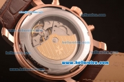 Vacheron Constantin Automatic Rose Gold Case with Silver Dial and Brown Leather Strap