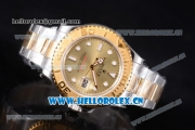 Rolex Yacht-Master Swiss ETA 2836 Automatic Two Tone Case/Bracelet with Yellow Gold Dial and Dot Markers - 1:1 Original (J12)