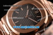 Patek Philippe Nautilus Miyota 9015 Automatic 18K Rose Gold Case/Bracelet with Black Dial and Stick Markers (BP)