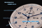 IWC Portuguese Chronograph Japanese Miyota OS10 Quartz Stainless Steel Case with Black Leather Strap and White Dial