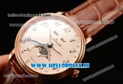 BlancPain Villeret Miyota 9015 Automatic Rose Gold Case with White Dial Arabic and Brown Leather Strap (EF)