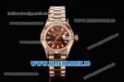 Rolex Datejust Swiss ETA 2671 Automatic Rose Gold Case with Brown Dial Stick Markers and Rose Gold Bracelet (BP)