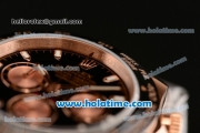 Rolex Daytona Chrono Swiss Valjoux 7750 Automatic Rose Gold Case with Stick Markers Black Dial and Black Ceramic Bezel