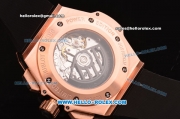 Hublot King Power Swiss Valjoux 7750 Automatic Rose Gold/Diamond Case with Black Dial and Black Rubber Strap