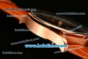 IWC Portuguese Chrono Miyota OS20 Quartz Rose Gold Case with Brown Leather Strap and Black Dial