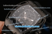 Richard Mille RM 52-01 Swiss ETA 2671 Automatic PVD Case with Skeleton Dial Black Rubber Bracelet and White Markers - 1:1 Original