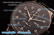 IWC Portuguese Chrono Japanese Miyota OS10 Quartz PVD Case with Stick/Numeral Markers Black Dial and PVD Strap