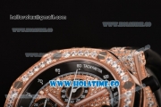 Audemars Piguet Royal Oak Offshore Chrono Swiss Valjoux 7750 Automatic Rose Gold/Diamonds Case with White Markers and Diamonds Bezel(NOOB)