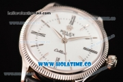 Rolex Cellini Time Asia 2813 Automatic Steel Case with White Dial Black Leather Strap and Stick/Roman Numeral Markers