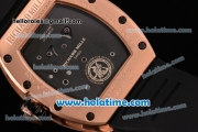 Richard Mille Tourbillon RM 057 Dragon Swiss ETA 2824 Automatic Rose Gold&Diamonds Case with Black Rubber Strap and Dragon Dial