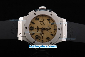 Hublot Big Bang Swiss Valjoux 7750 Chronograph Movement with Steel Titanium Bezel-Khaki Dial and Black Numeral/Stick Marker