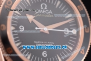 Omega Seamaster 300 Master Co-Axial Clone 8400 Automatic Rose Gold Case with Black Dial Stick/Arabic Numeral Markers and Black Leather Strap (YF)
