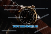 Rolex GMT-Master II Asia 2813 Automatic Steel Case with Black Dial and Brown Nylon Strap Dot Markers