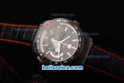 Tag Heuer Grand Carrera Calibre 36 Chronograph Miyota Quartz Movement Black Dial with PVD Case and Black Leather Strap